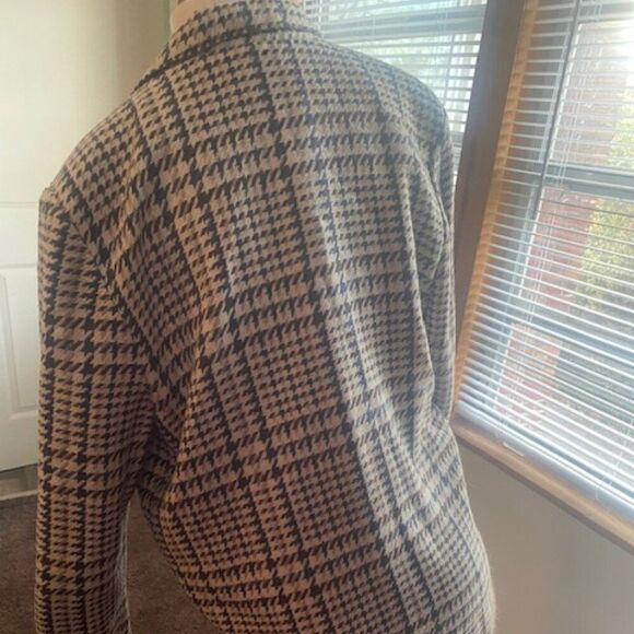 Tofy Vintage Blue/Tan/Brown houndstooth pattern Wool blend blazer, size 8 - Picture 3 of 5
